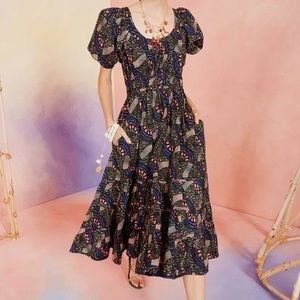 Ulla Johnson - Midi Floral Puff-Sleeve Cotton Juniper Dress - Size 2